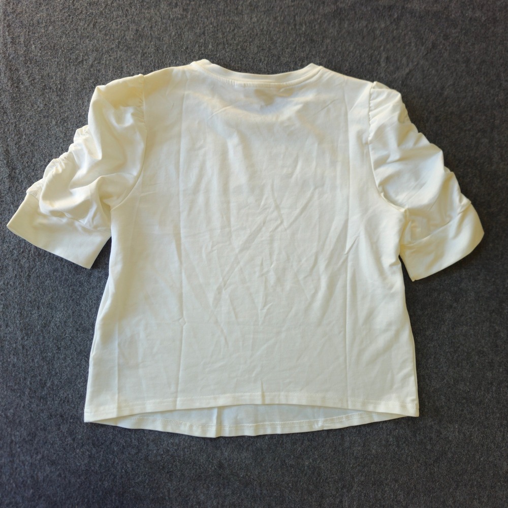 New! Walter Baker Skippy Top Anthropologie Puff Sleeve Sz Large Chic Clean Girl - Picture 3 of 10